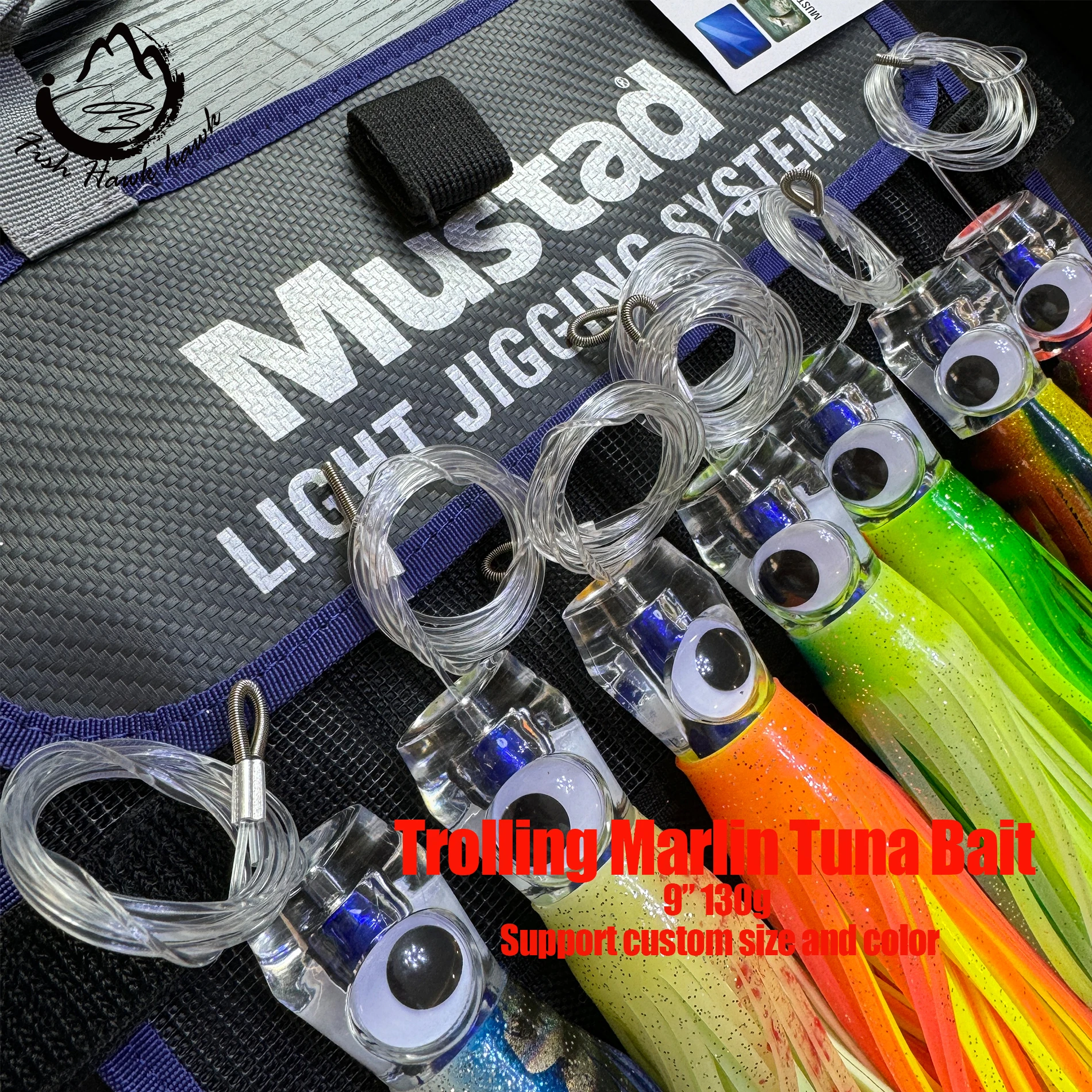 9inches/130g Trolling lure marlin tuna mahi dolphin durado wahoo shark Skirts big game leader fishing rigs deep sea fishing Lure