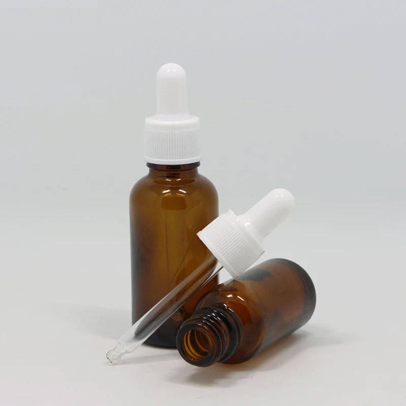 Essential oil packaging 5ml 10ml 15ml 20ml 30ml 50ml 100ml clear amber brown glass dropper bottle with white dropper
