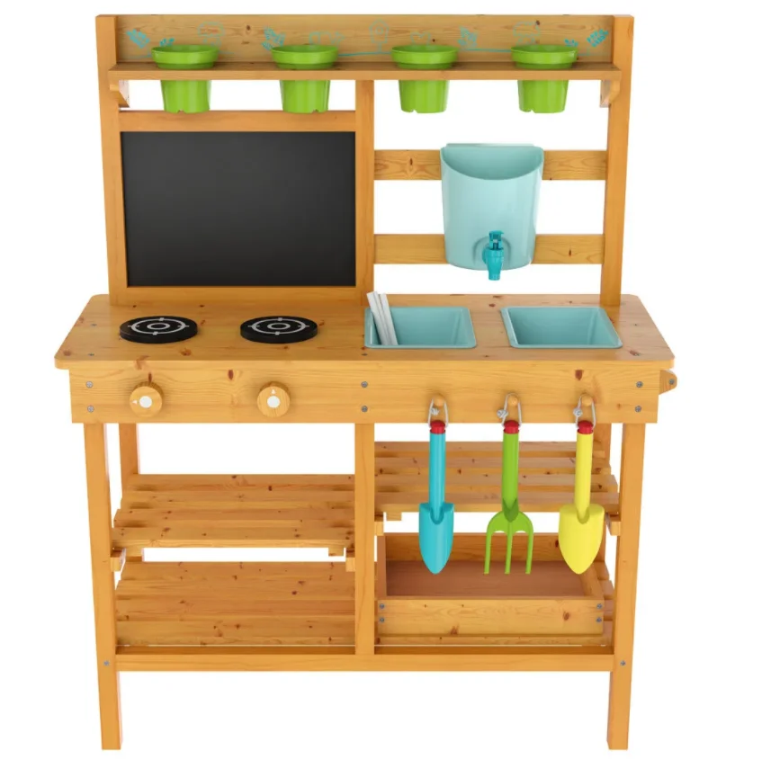 Новый дизайн, детские игрушки для ролевых игр, деревянные кухонные игрушки для улицы, глиняная кухня