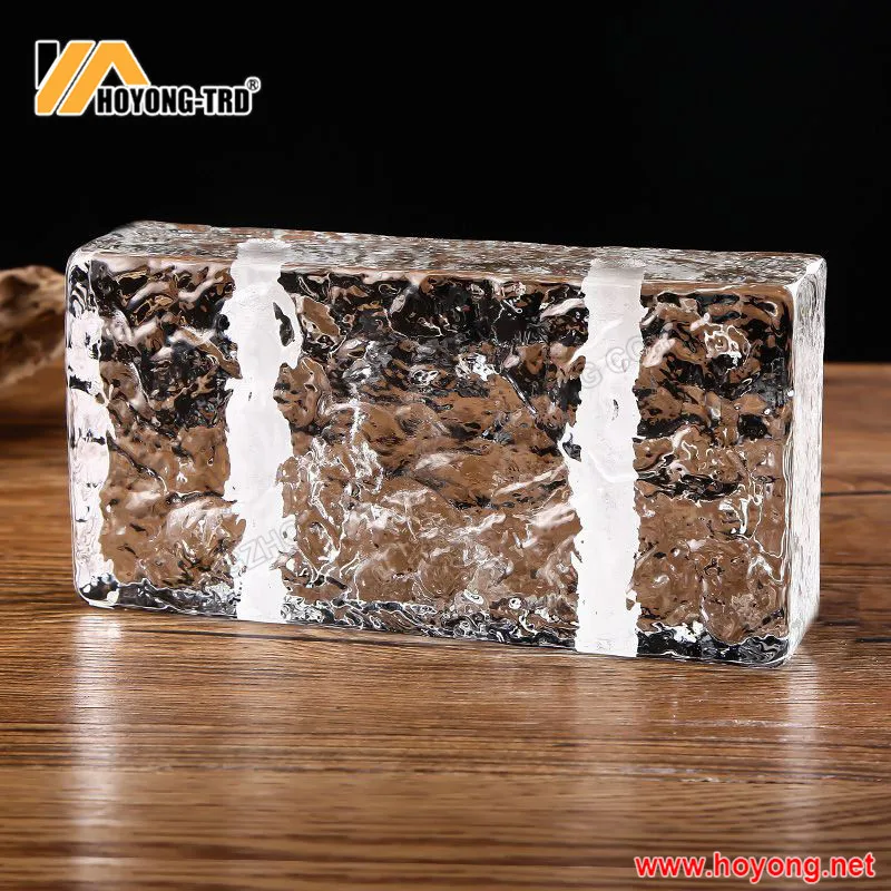 Ice Crystal Textured Glass Bricks Square Clear Hot Melt Solid Glass Bricks For Partition Wall Fire Rated Building Glass Brick
