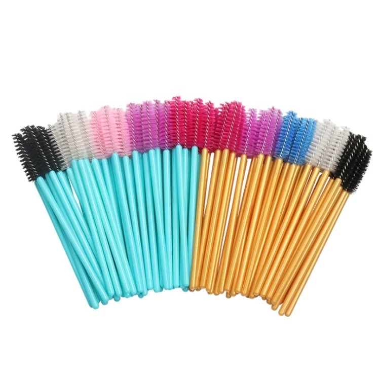 Sialia 50pcs/Bag Colorful Disposable Eyelash Mascara Wand Spoolie for Eyelash Eyebrow Extension Mascara Brush