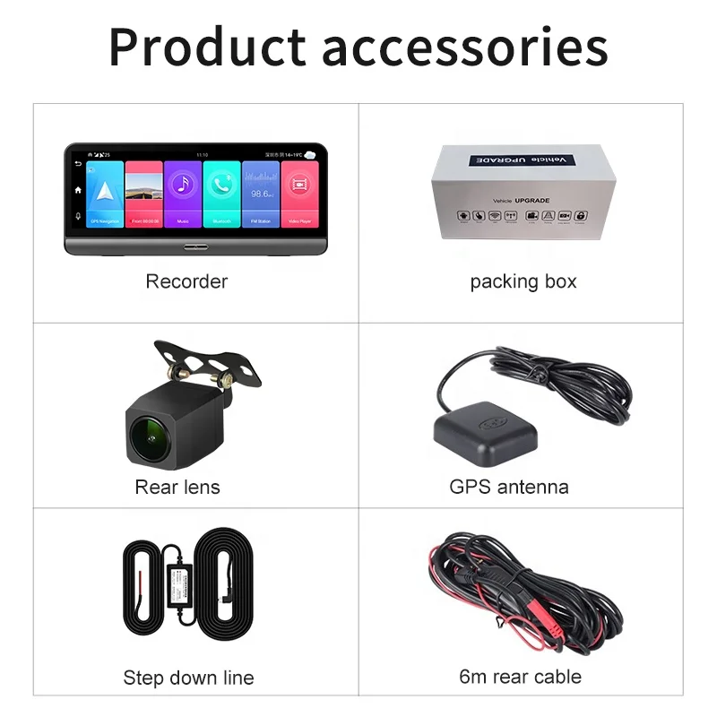 Yikoo full Hd 8 дюймов сенсорный экран автомобильная камера Wi-Fi 4G Мобильный dvr gps навигации видеорегистратор с двойной тире Android