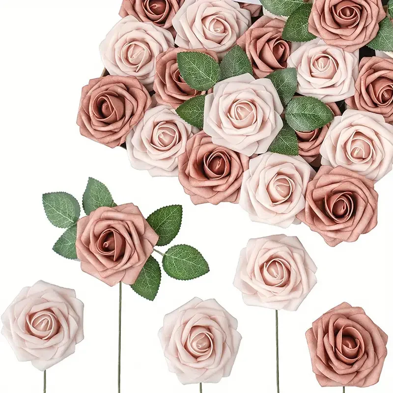 8CM Artificial Roses 25pcs PE  Foam Rose Buds for DIY Crafts , Outdoor Parties and Weddings