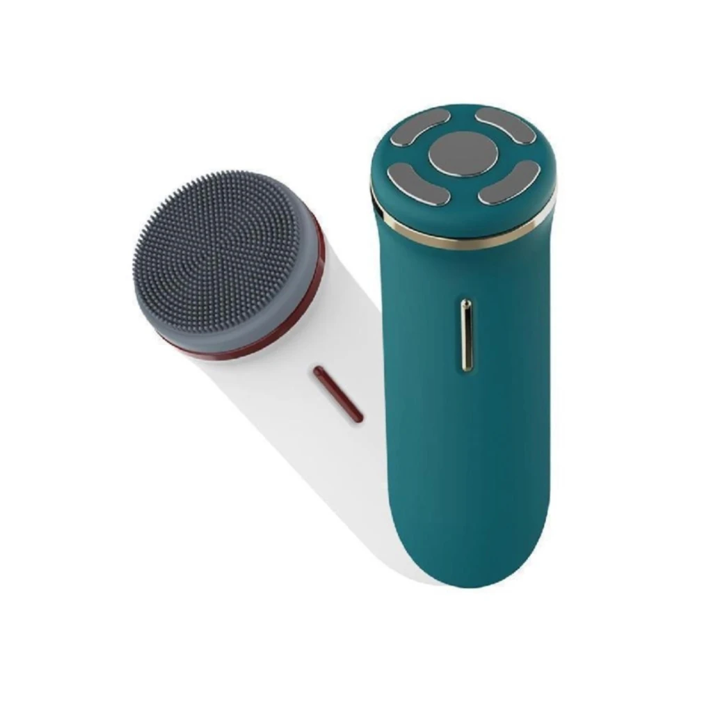 EMS Cleansing and Facial Beauty Device 2 in 1 Portable Waterproof Electric Double-Side Vibration Silicon Facial Cleaning Brush