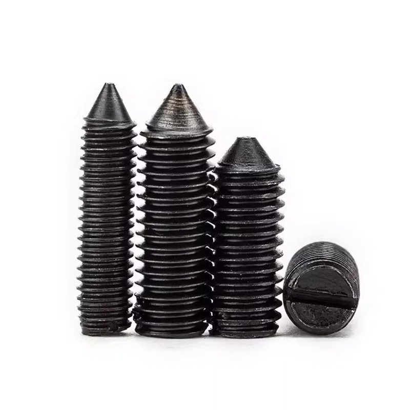 High strength alloy steel black oxide DIN914 slotting socket head grub screw set screw with cone point
