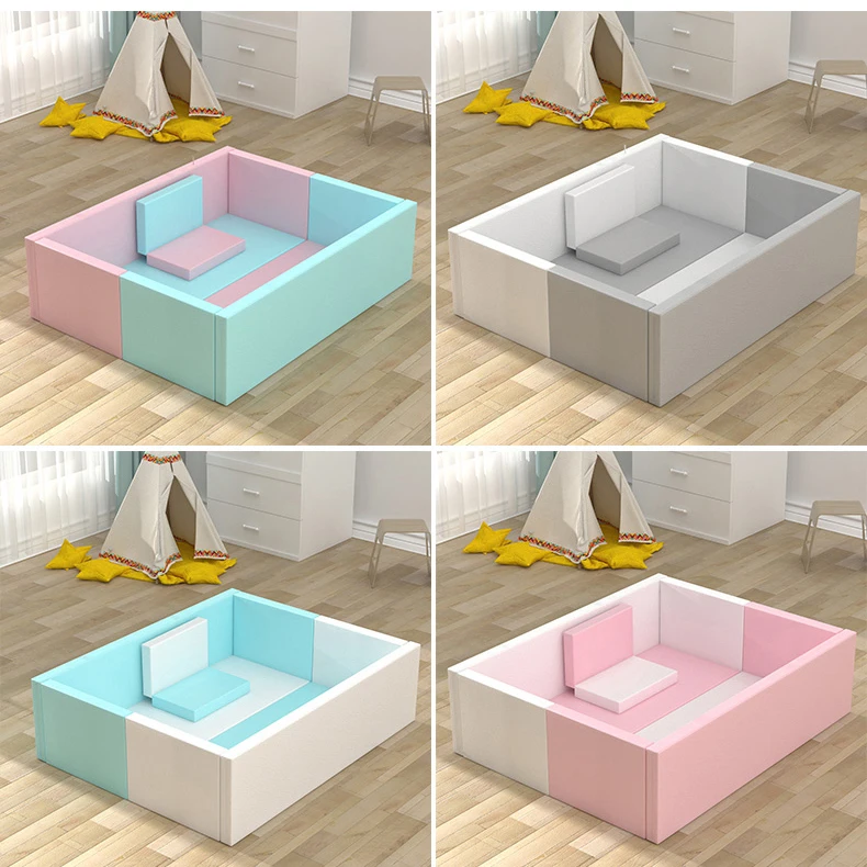 Soft Macaroon Color Extra 40mm Thickness Full Protection Baby Playmat With Four Sides Fence Foldable XPE Foam Mat for  Wholesale