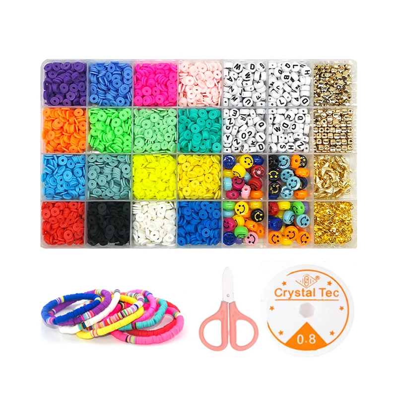 perles pour bijoux smile face Flat Round Polymer Clay Spacer Beads polymer clay beads for Bracelet Making