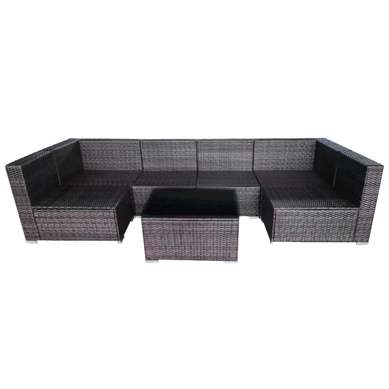 Outdoor furniture wicker brown Rattan sectional Garden Sofa sets with table for courtyard patio