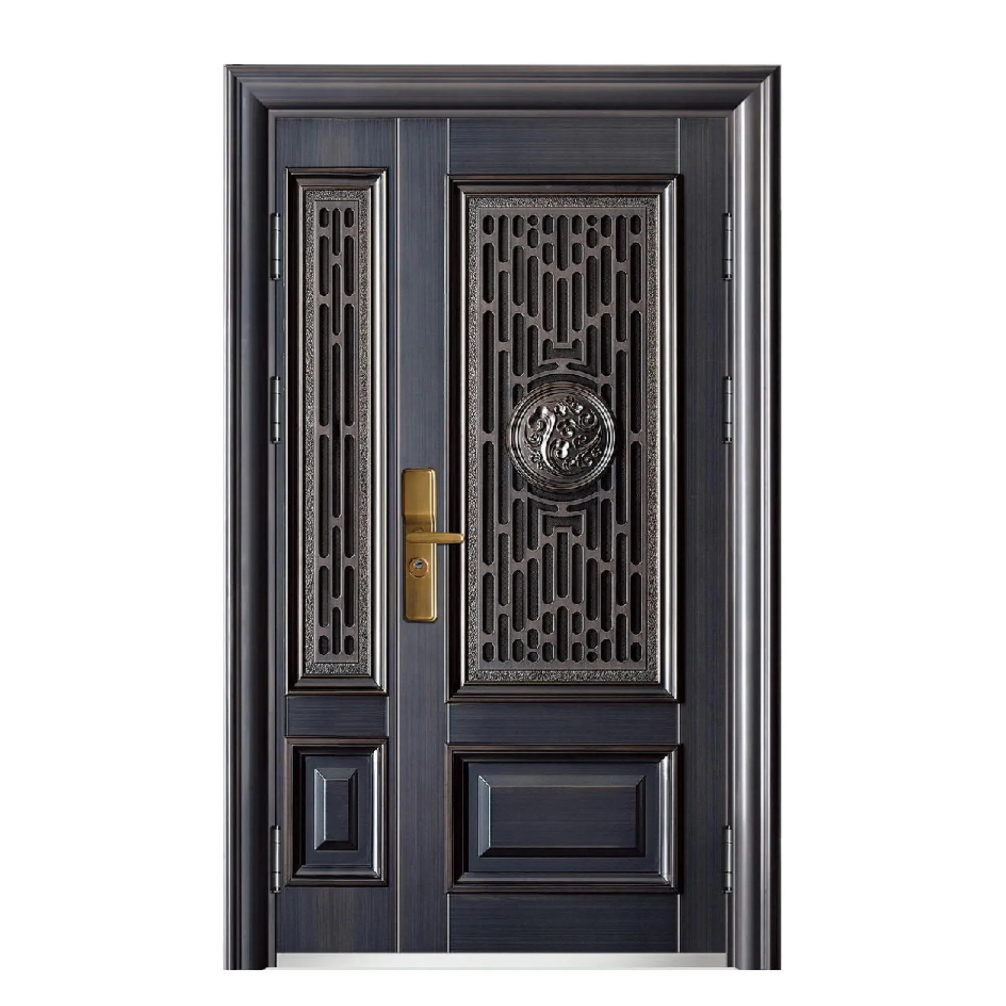 Multifunctional 7cmEmbossed Vented Steel Door Anti-theft Structure Cold Rolled Steel Entry Door Front Metal Modern Exterior Door