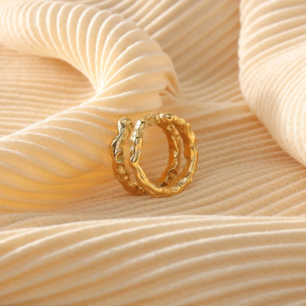 2023 Mingxi Fashion Jewelry Stainless Steel Rose Gold Decoration Rings Three-layer Rings for Women and Man