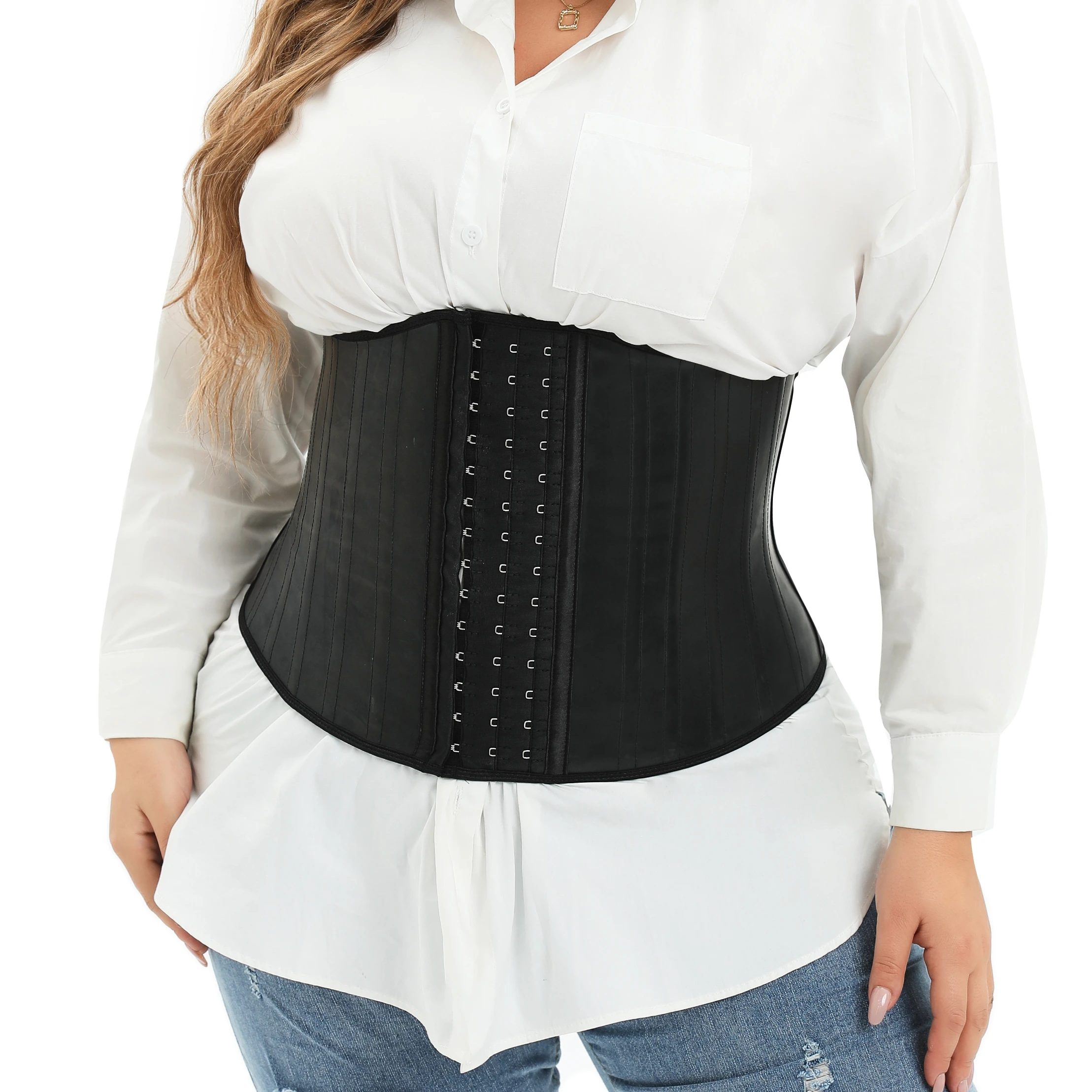 PINSEN Women Postpartum Sauna Effect latex 25 bones Body Shapers 3 Strap Slimming Corset Waist Trainer Belt 3 Row Hooks