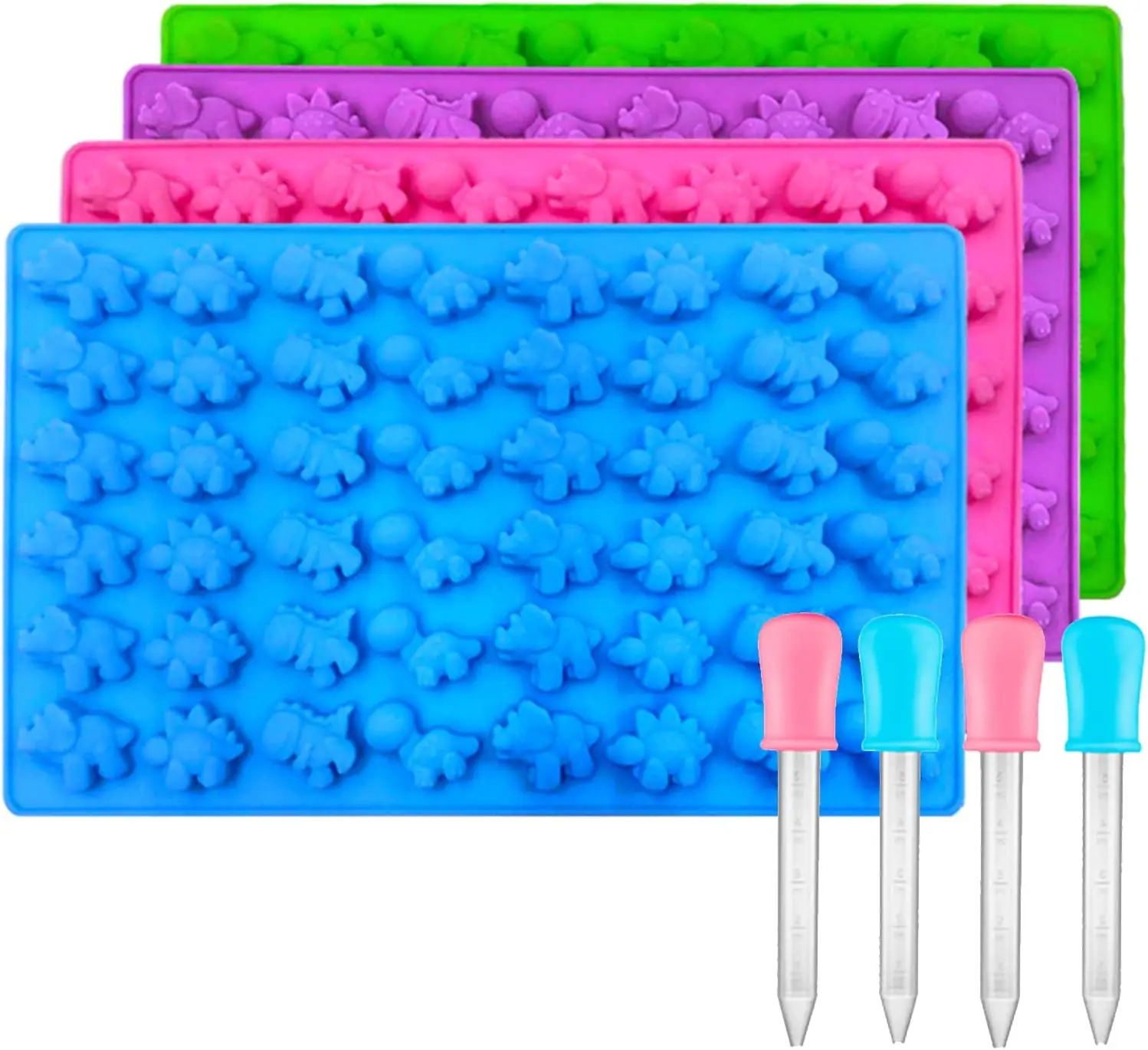 Stocks Promotion 48 Cavity Mini Dinosaur Silicone Candy Molds/Dragon Gummy Bear Mold, Non Stick Gummie Chocolate Gelatin Tray