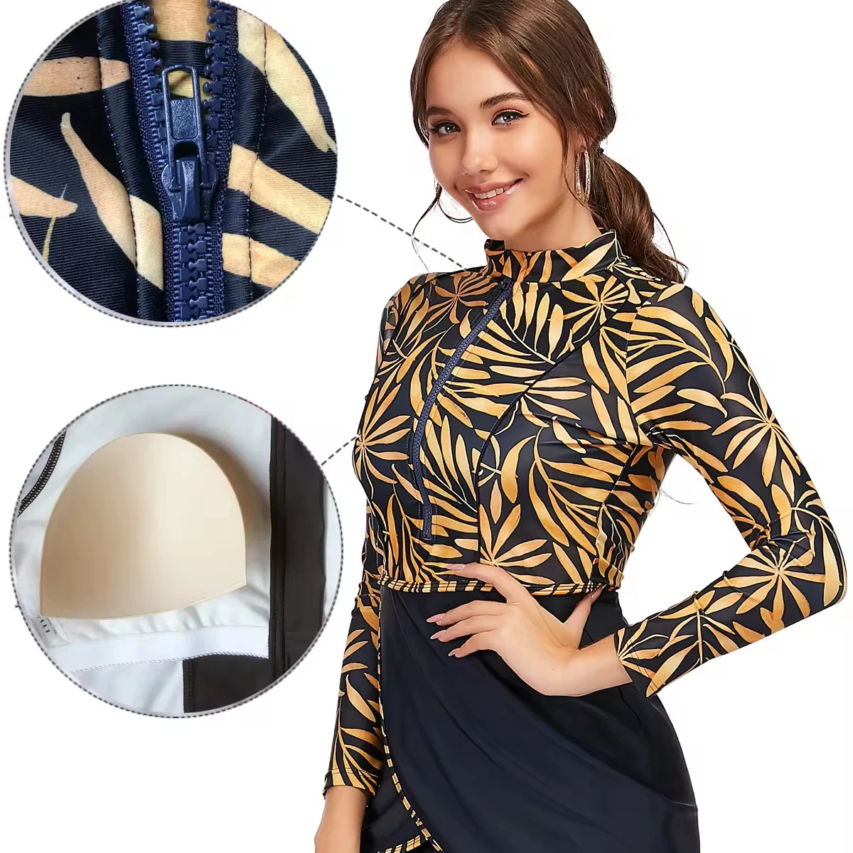 3PCS Waterproof burkinis Islamic Swimsuit slim fit Modest ladies muslim swimwear women