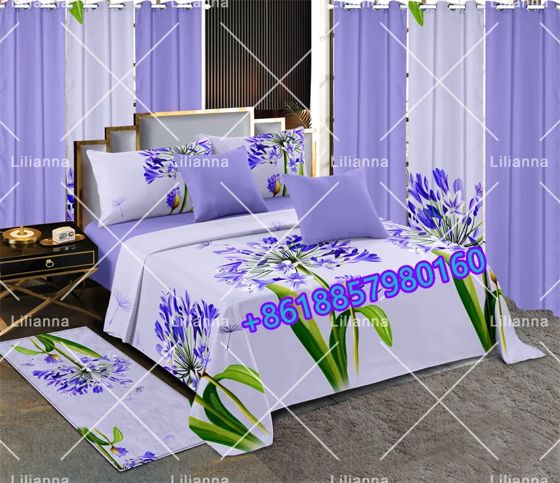 hot selling  Bedding Sets 13 Pieces King Queen  Bed sheet with curtains Flat sheet 100% Polyester All sizes available