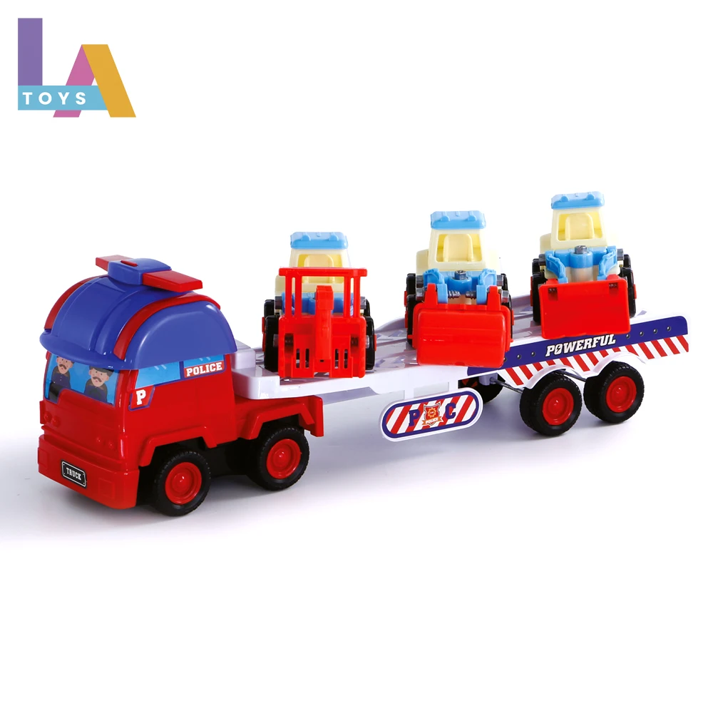 Longthuy Made in Vietnam Toy Big train and three mini cars Educational  4 in 1  Engineering series container truck for kids