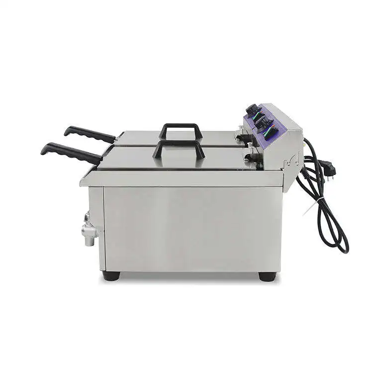 CE Certificated Stainless Steel Double 17L Tank Commercial Electric Commerical Gas Fry Tornado Potato Deep Fryer