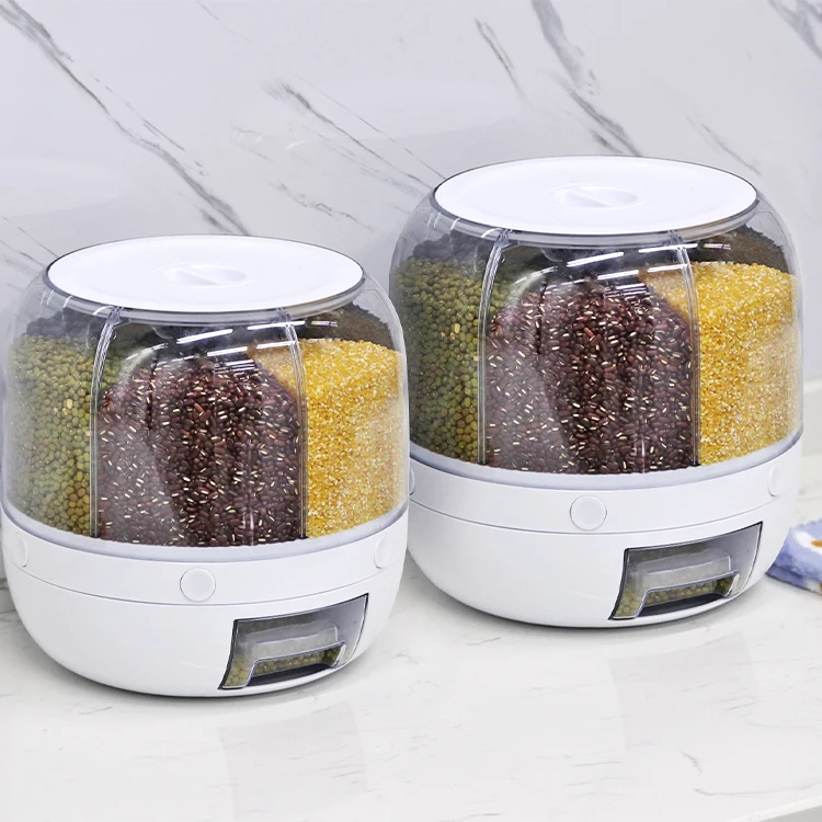 Hot Sale Rotating Grain Dispenser New Design 10kg 8kg Food Rice Container Clear Pp 25lbs Rice Dispenser For Kitchen