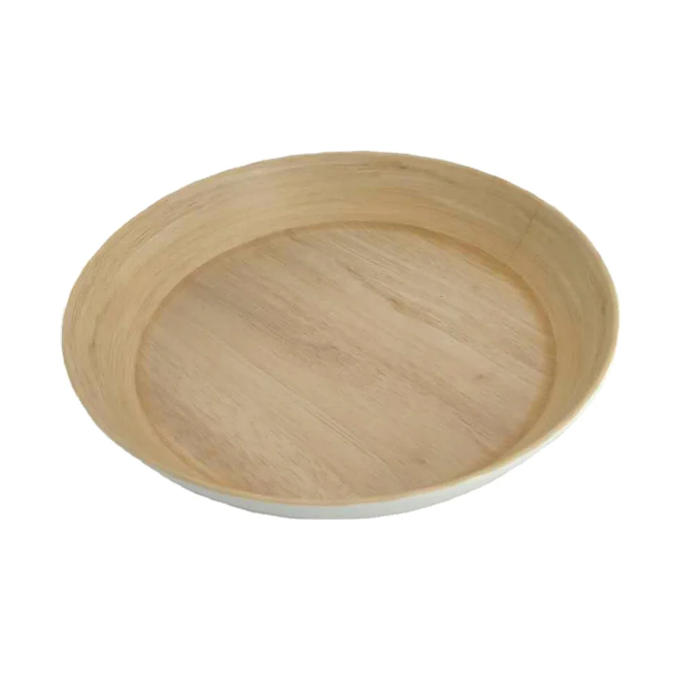 11inch Round Melamine Dinnerware Wood Plate Tableware Kitchen Custom Soup Plate Food Salad Serving Plate Ware