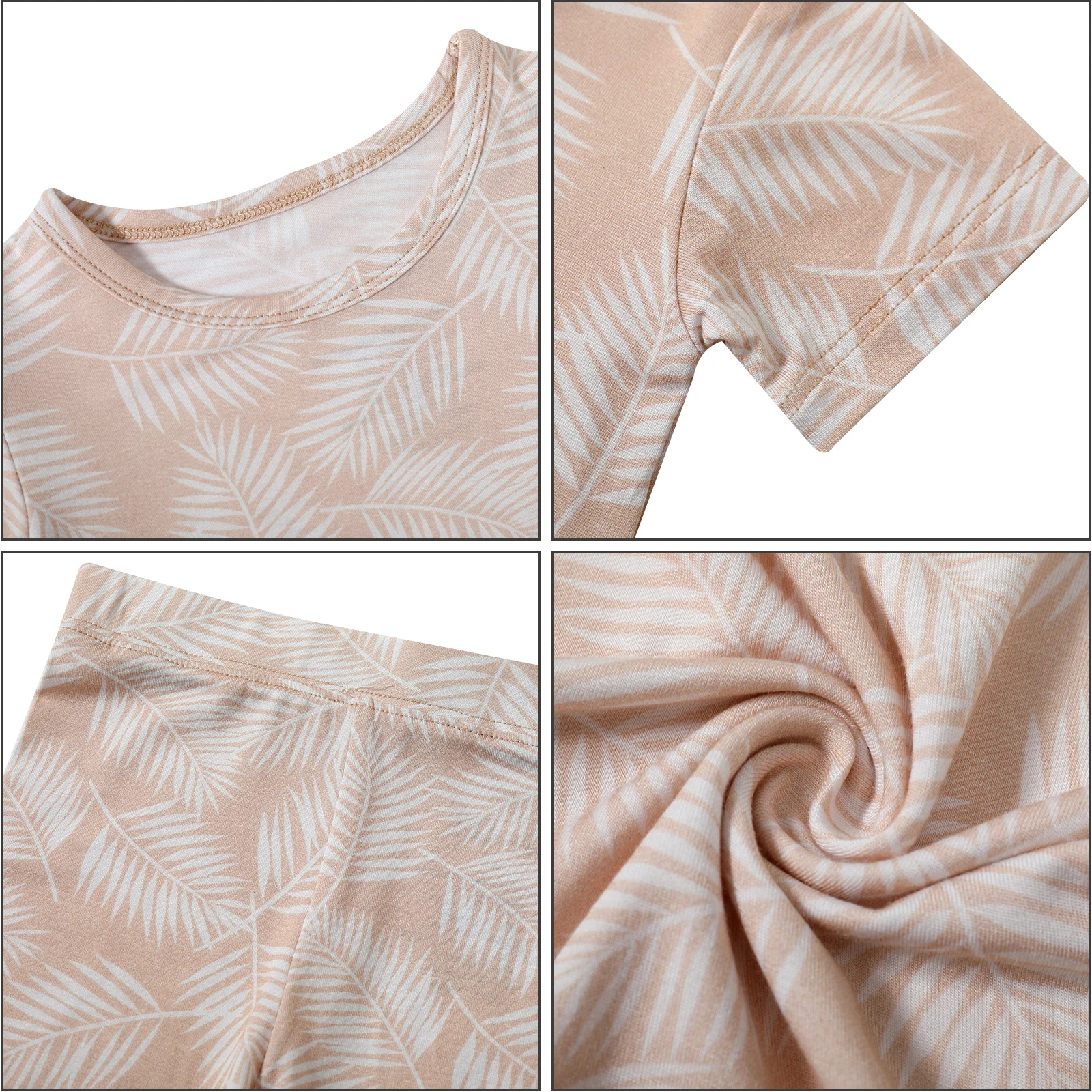 2024 New Fashion Pattern Baby and Kids Bamboo Spandex Material Tops and Pants New Design Baby Clothes short Sleeve Baby Pajamas