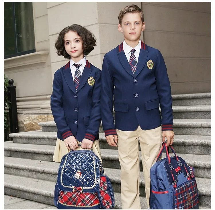 British Style Custom School Uniform Boys And Girls School Uniform Customize Unisex Blazer Suit For Primary Children