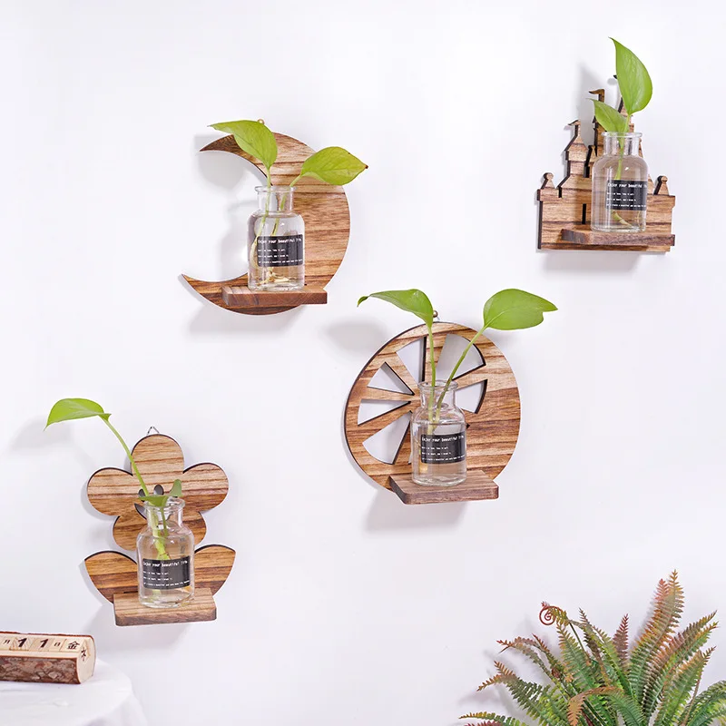 Test Tube Vase Glass Plant Terrarium With Wooden Stand Wooden Vase Wooden Vase Holder