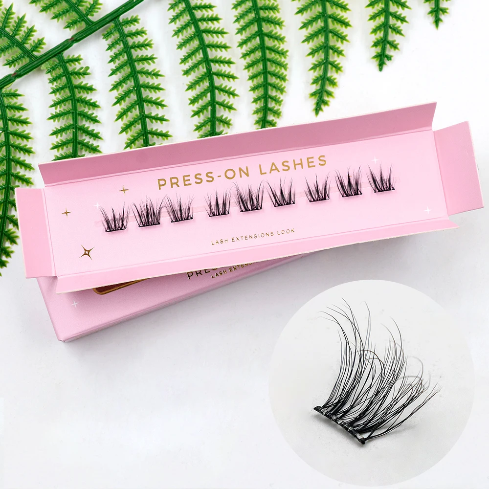 Wholesale No Glue Pre Bond CDL Curl Self Adhesive Black Brown Press On Cluster DIY Segment Eyelashes Kit