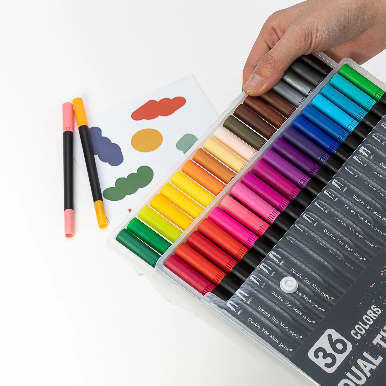 Wholesale Watercolor Brush Drawing Pen Sketch Lettering Double Tips Marker Pen Set Different Colors Metal Dual Tip Art Markers