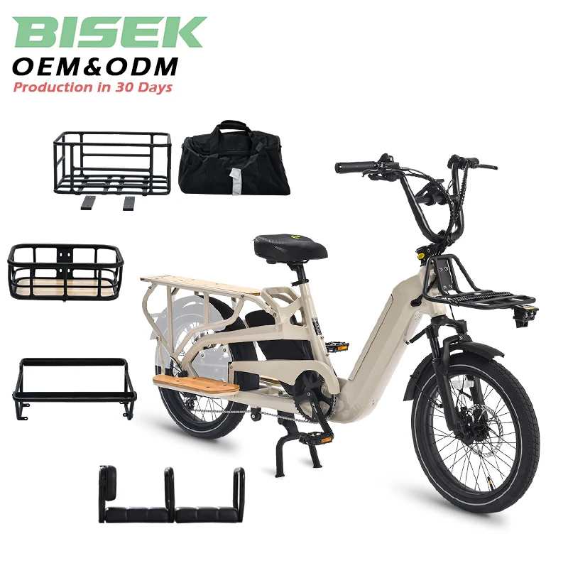 OEM best alloy aluminum frame electric bicycle with dual battery cargo 2 wheels electric cargo bike  fat tire