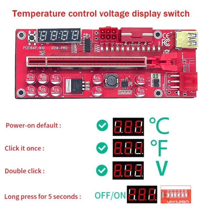 V014 Pro Riser for Video Card Riser PCI Express X16 X1 SATA To 6Pin Power USB 3.0 Cable