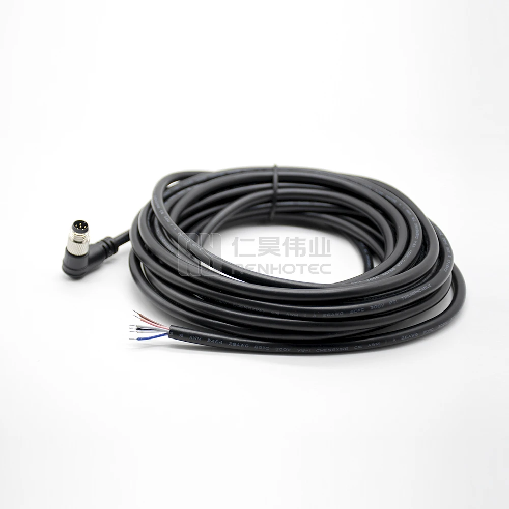 M8 Sensor Connector 3 4 5 8Pin Right Angled Male / Female Connector Overmolding with Custom M8 Cable