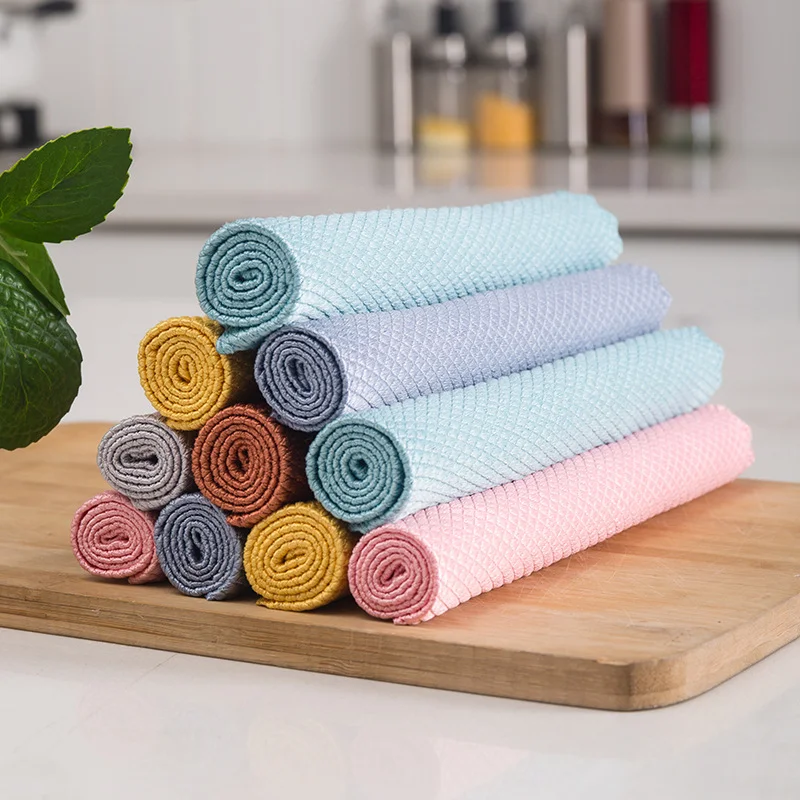 Car Glass Cleaning Cloth Housework Kitchen Towel Wholesale Microfiber Car Wash Towel Fish Scale Rag Towel
