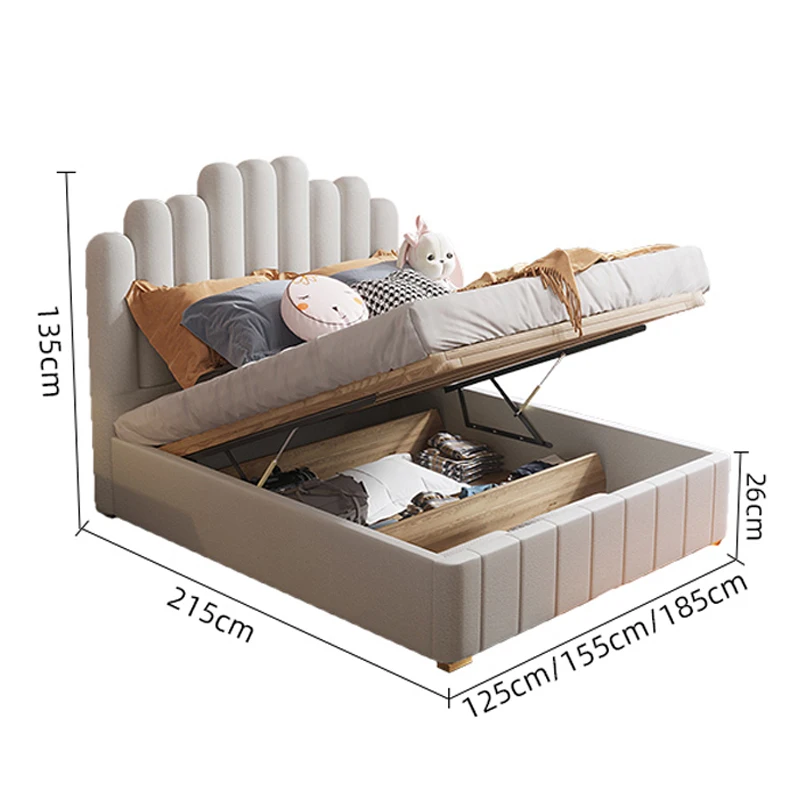 
Light luxury modern new technology fabric children style soft single bed 