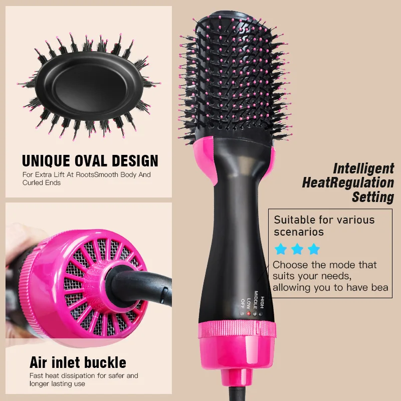 Professional Hot Air Comb  Ionic Hair Dryers Brush Hair Straightener  Hair Styling Tools  Hot Air  Brush