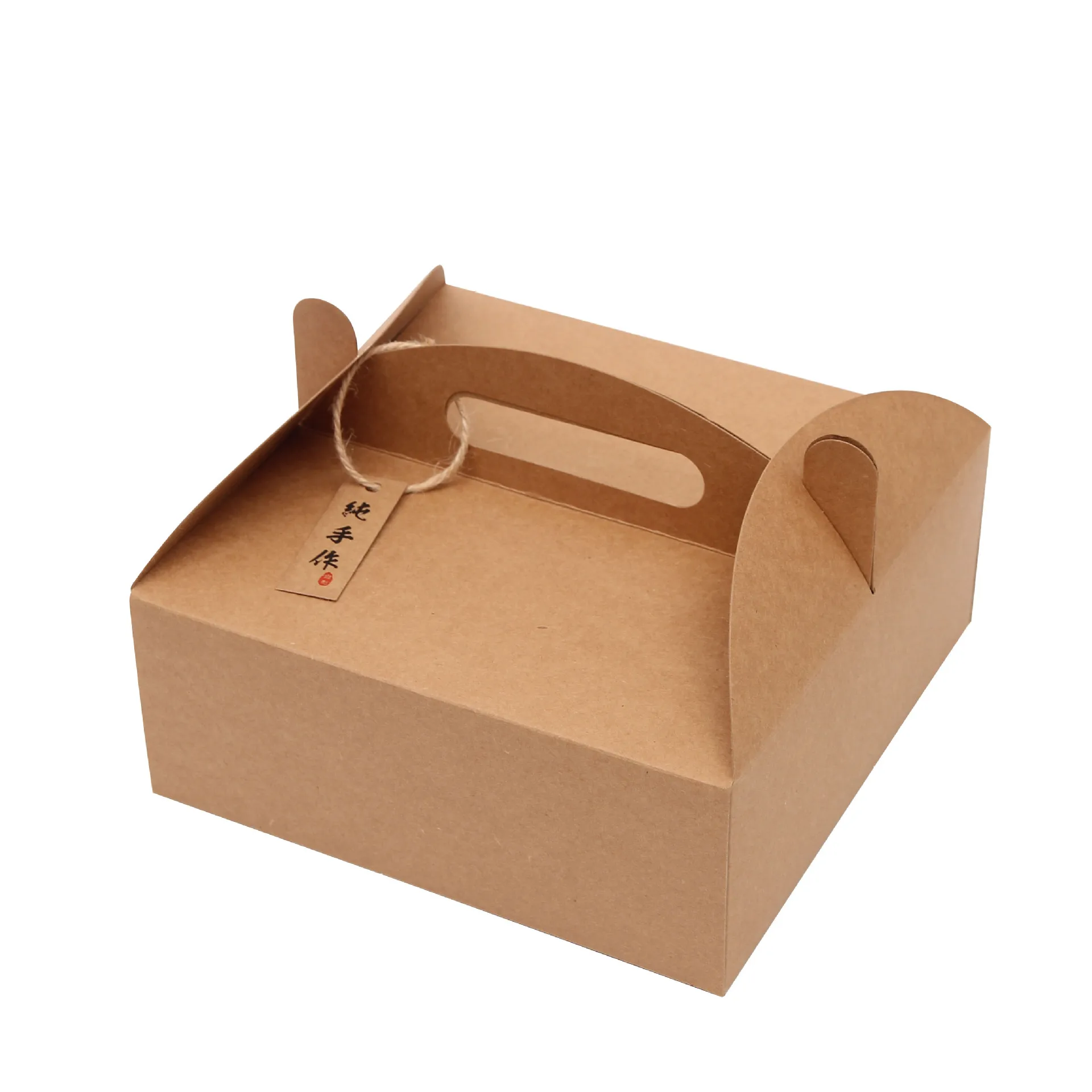 Custom Brown Wholesale Paper Box High Quality Gift Packaging Food Container Paper Box with Handle