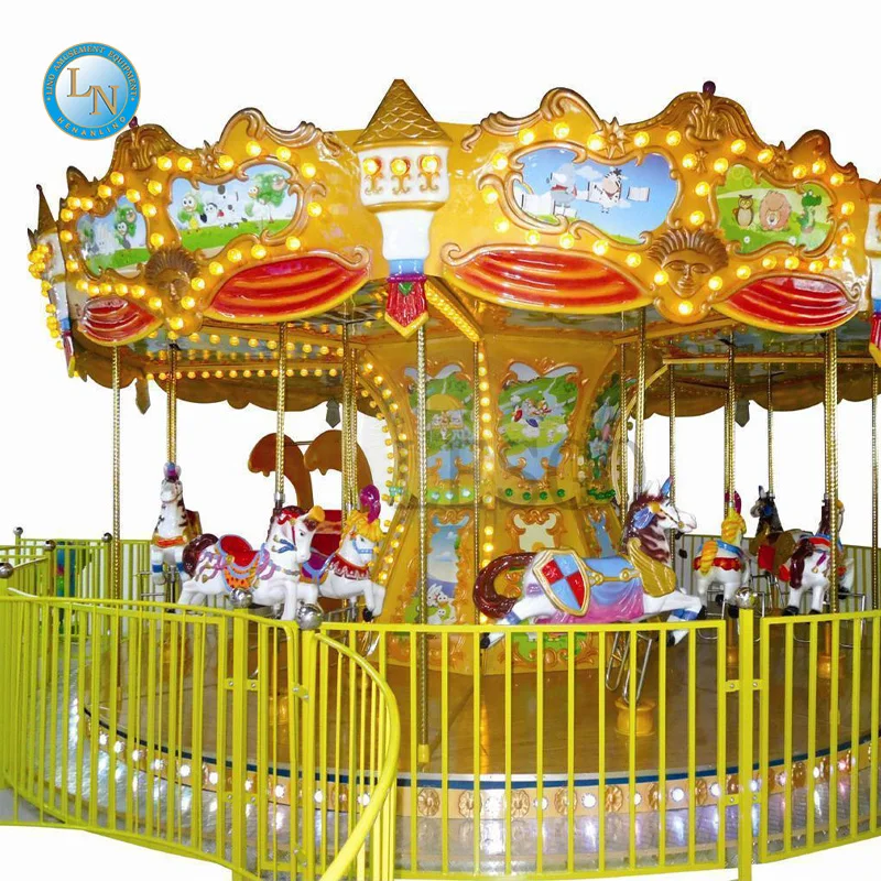 Carnival amusement rides deluxe 16 seats merry go round electric kids ride used carousel horse for sale
