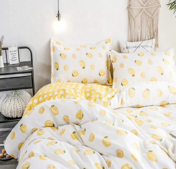 Amazon Polyester bed sheet Dyes Bedding Set 4pcs Print Pattern ins Duvet Cover Set Luxury Fabric 100% Cotton like bedspread