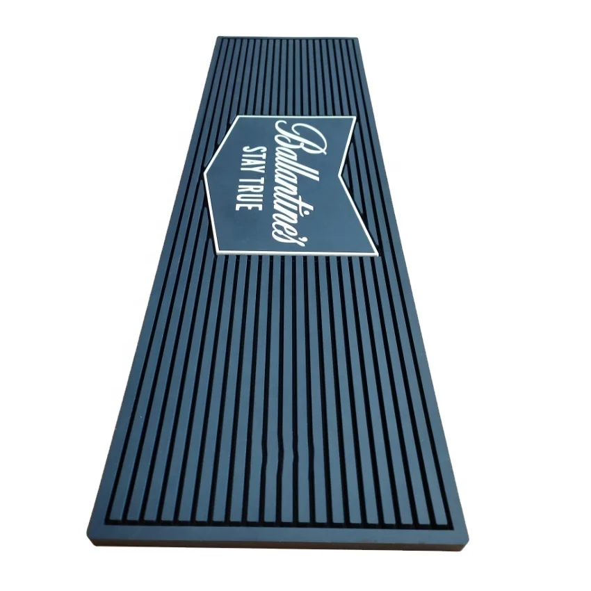 Barware Manufacturer Custom Wine Soft PVC Rubber Beer Drip Spill Soft PVC Bar Runner Mat With Logo