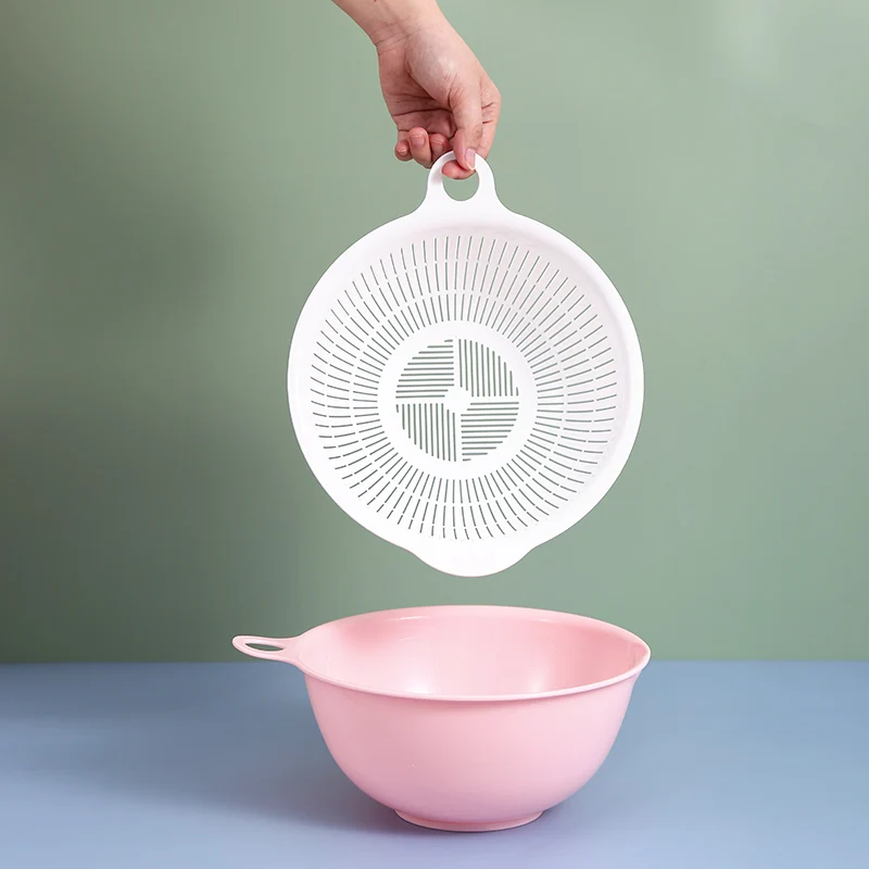 High Quality Wash Drain Basket Home Double Layer Washing Bowl Kitchen Plastic Strainer Vegetables Fruit Storage Basket