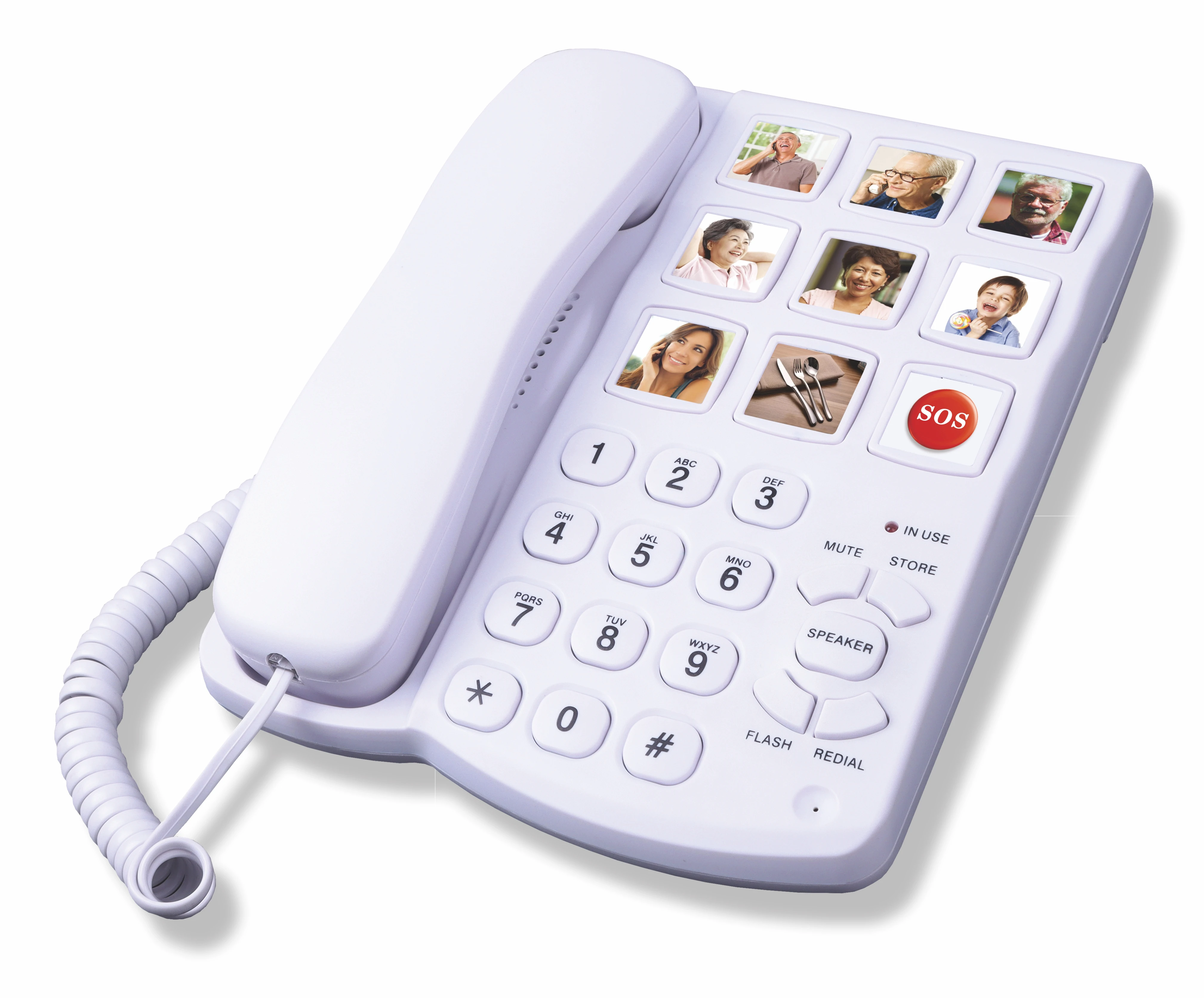Big Button Landline SOS Telephone, Fixed Corded Phone with Caller ID LCD Display Flash Function DTMF/FSK Landline for Elderly 1