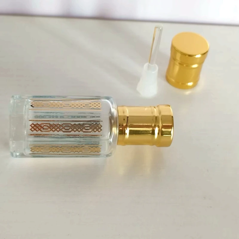 3 мл 6 12 арабского Дубая золотого стекла пустые флаконы для духов индийское масло восьмиугольный флакон эфирного масла