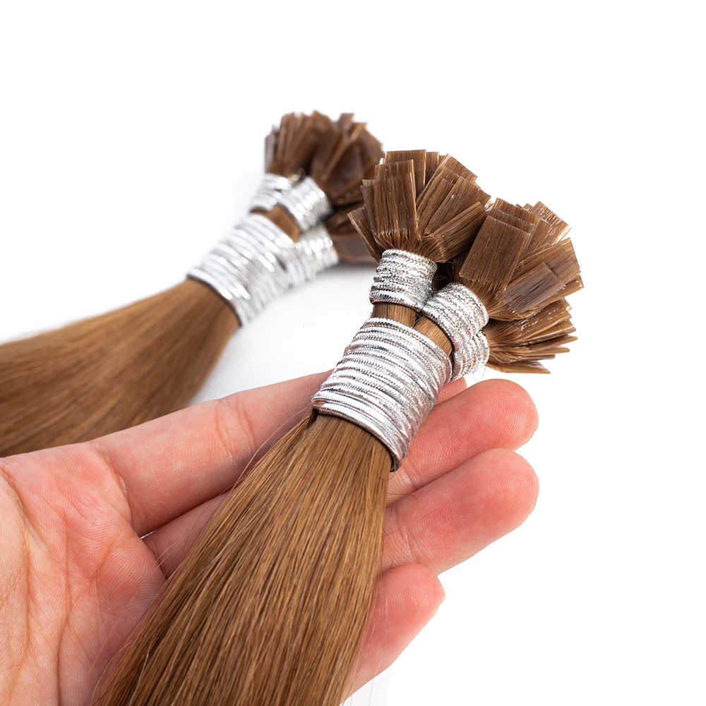 
Naturehere Top Grade Hair Russian Double Drawn Bone Straight Remy Human Hair Flat-tip Extensions 6# 