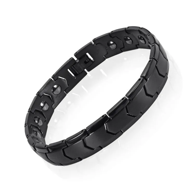 Luxury Titanium Steel Stainless Steel  Fashion Jewelry Bracelet Full Magnet Black Gallstone Couple Bracelet