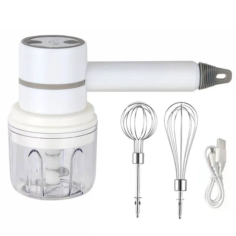 2In1 Rechargeable Garlic Ginger Chopper Electric Egg Beater Whisk Wireless Automatic Meat Food Machine Handheld Mix Kitchen Tool
