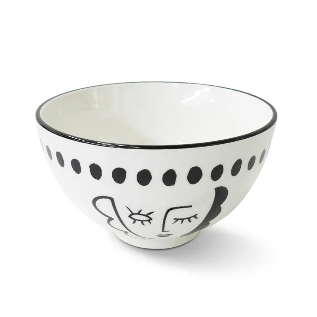 Hot sale ceramic noodle bowl with chopstick  ramen japanese bowl custom print