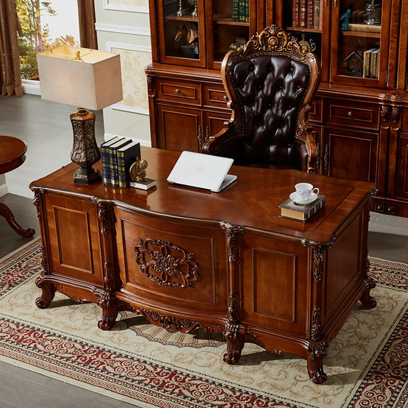 Factory supplies luxury boss office desk hotel hall furniture European style Antique president home office furniture