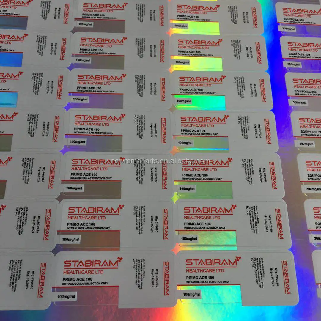 Wholesale Free Design Custom 10ml Steroid Vial Labels For Test Cypionate ,EQ