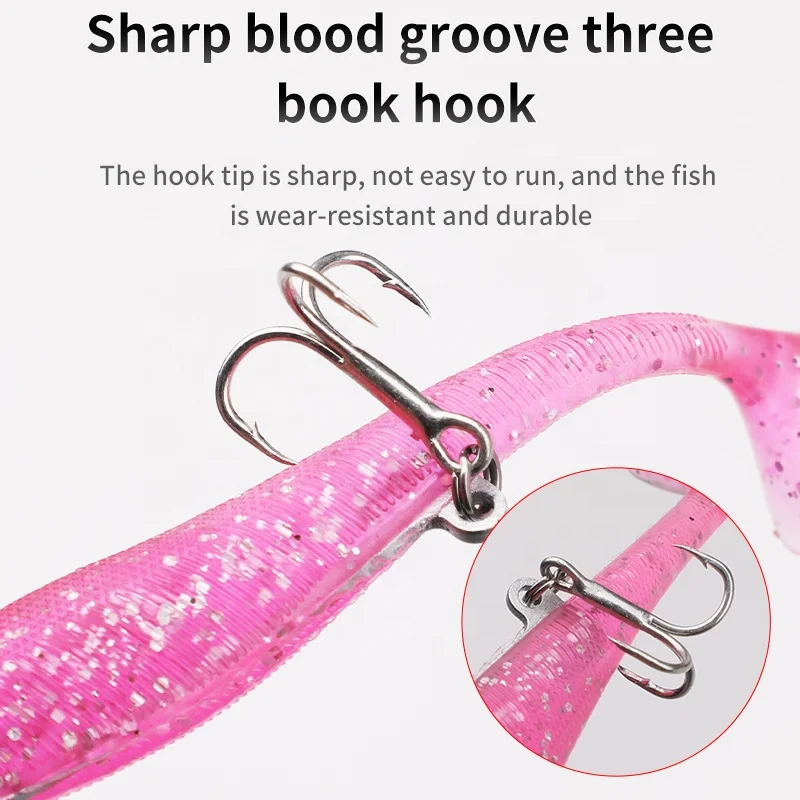 New 19g/23g/30g/37g T Tail Soft Plastic Eel Lure With Hook Jig Lead Head Soft Fishing Lures Bait