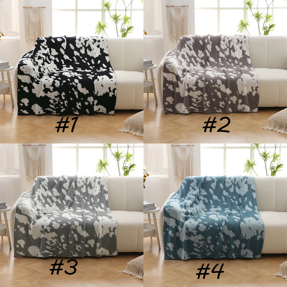 RTS Colorful Cow Pattern Blanket 50*60 Inch Home Sleeping Blanket Fashion Knitted Blanket