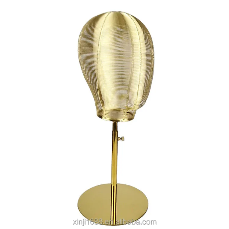 Metal Heads Mold Wrought Iron Golden Hats Holder Window Display Stand Props Metal Wire Head Mannequin Hat Display Mannequins