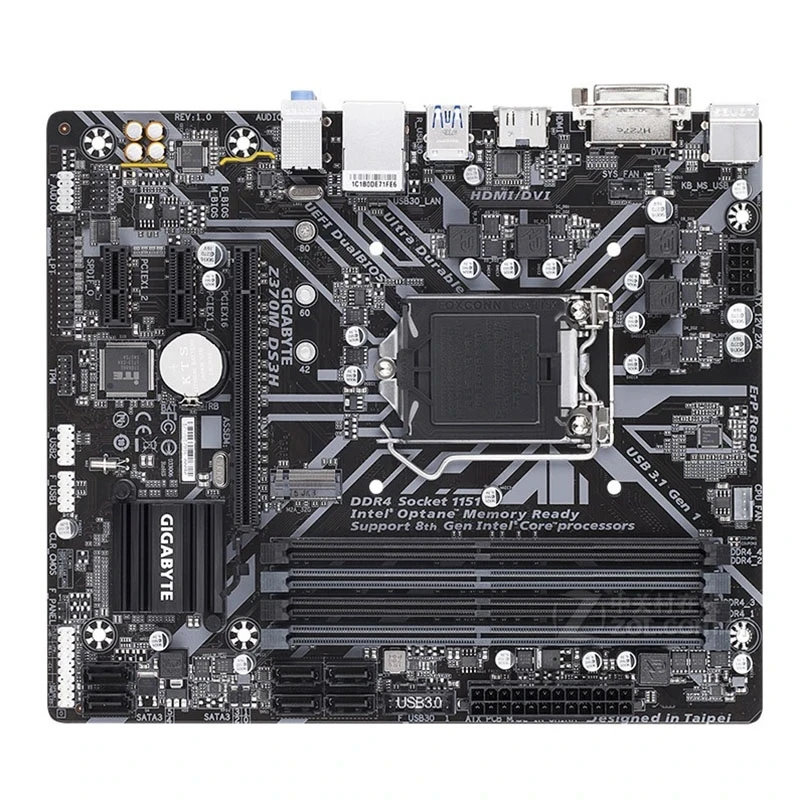 Z370M DS3H Motherboard  ATX LGA 1151 Z370 DDR4 PCI-E 3.0 SATA III USB3.1 Desktop Mainboard Used